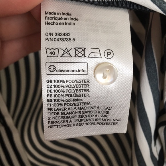 Black and White Stripped Button Down Blouse - Picture 6 of 6